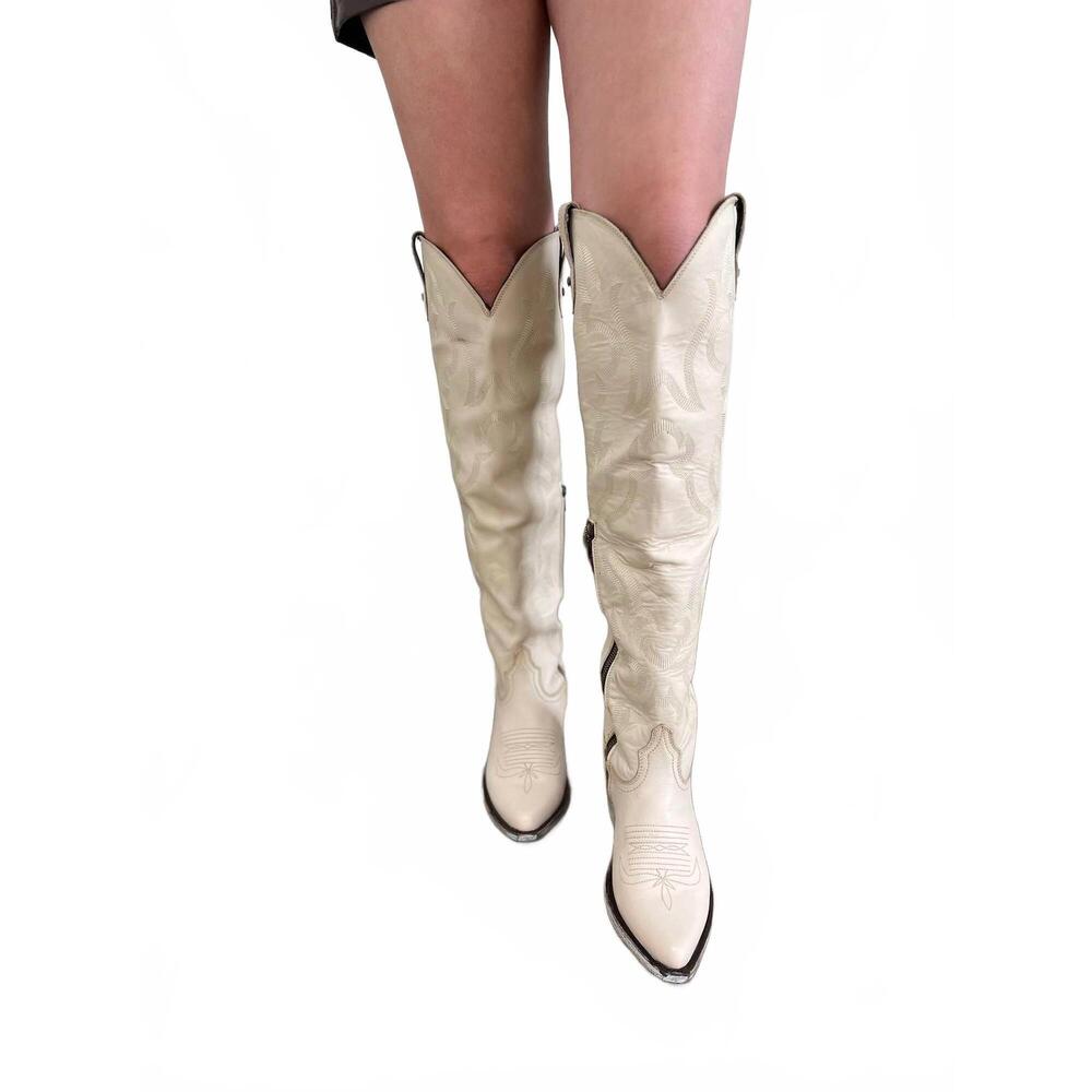 NEW LIBERTY BLACK women's the alyssa bone boots in white